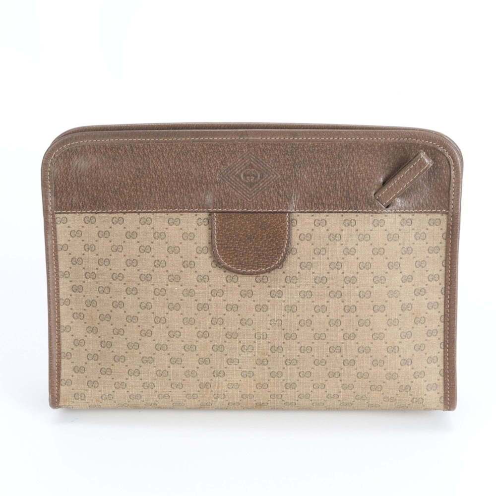 Gucci Old Micro GG Leather Second Bag Clutch Pouch Brown Men's